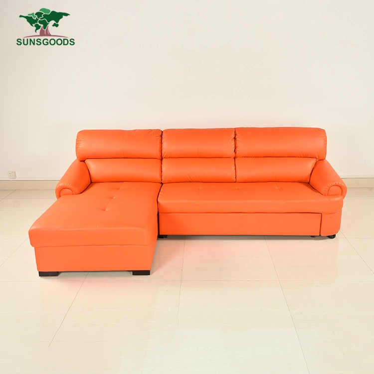 Orange Modern Sofa Design Elegance Leather Fabric Sofa Producer Living Room Sofa Bed