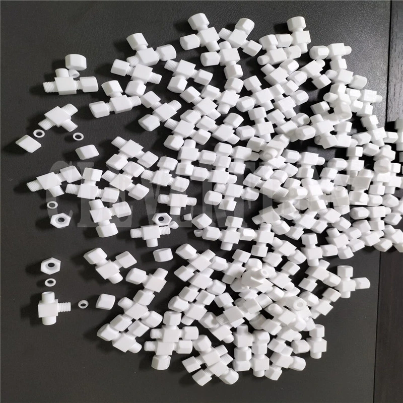 Ejecute el codo en T NPT macho de PTFE Rosca G F4, Conectores de tubo de PVDF