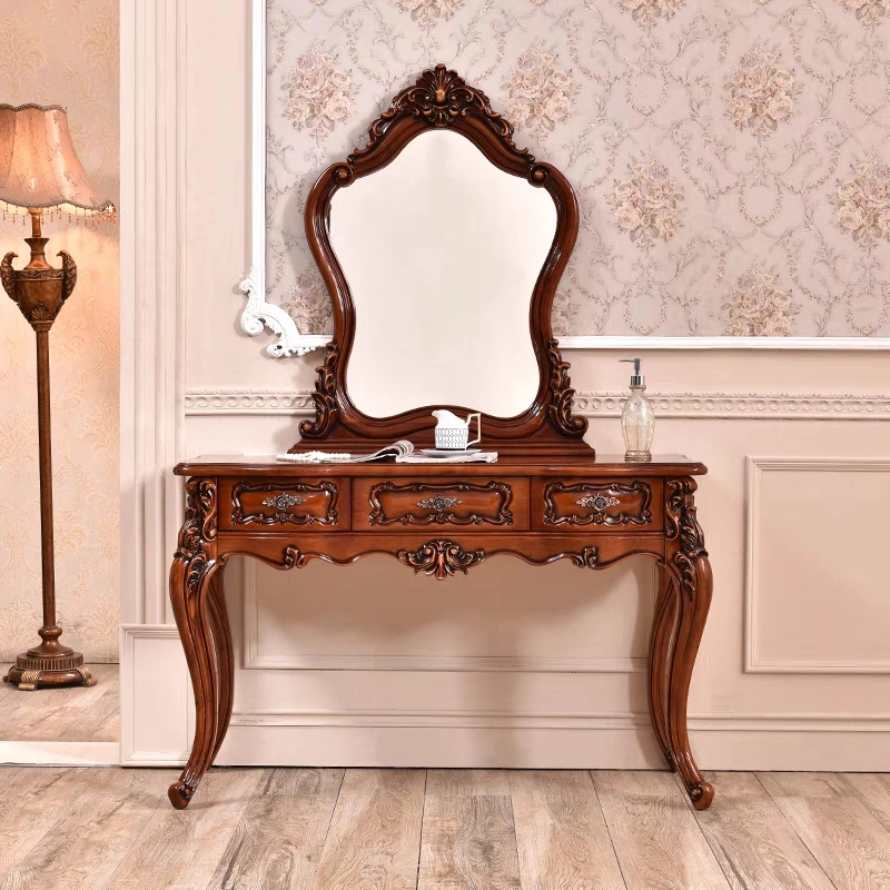 Royal European Style Home Furniture Set Bedroom Vanity Wooden Furniture Dressing Table