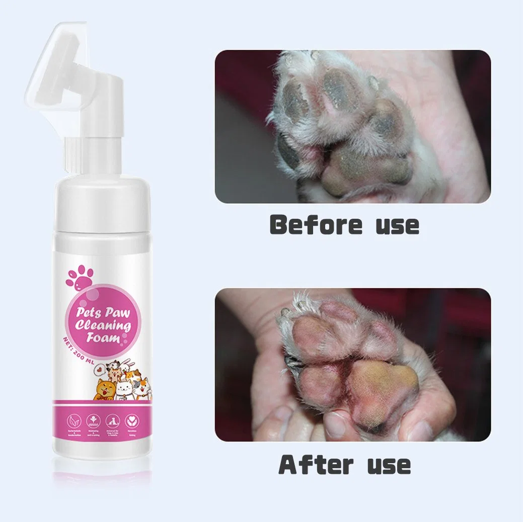 OEM Zutaten Scrub-Free 100% natürlich frisch Haustiere′ Pfoten Pet Foot Reinigungsschaum mit weichem Silikonbürstenkopf