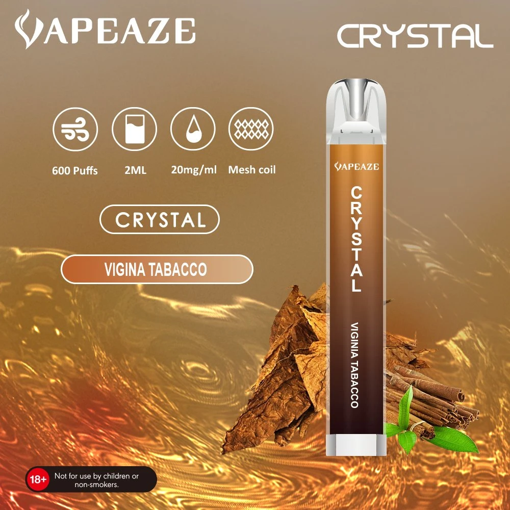 2ml Crystal Bar 600 Puff 0% Nicotine Tpd Certified Disposable Vape"