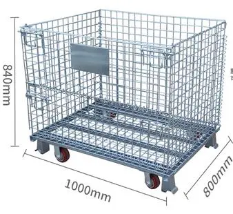 Factory Supply Wire Mesh Container Industrial Logistics Foldable Steel Storage Cage Trolleys