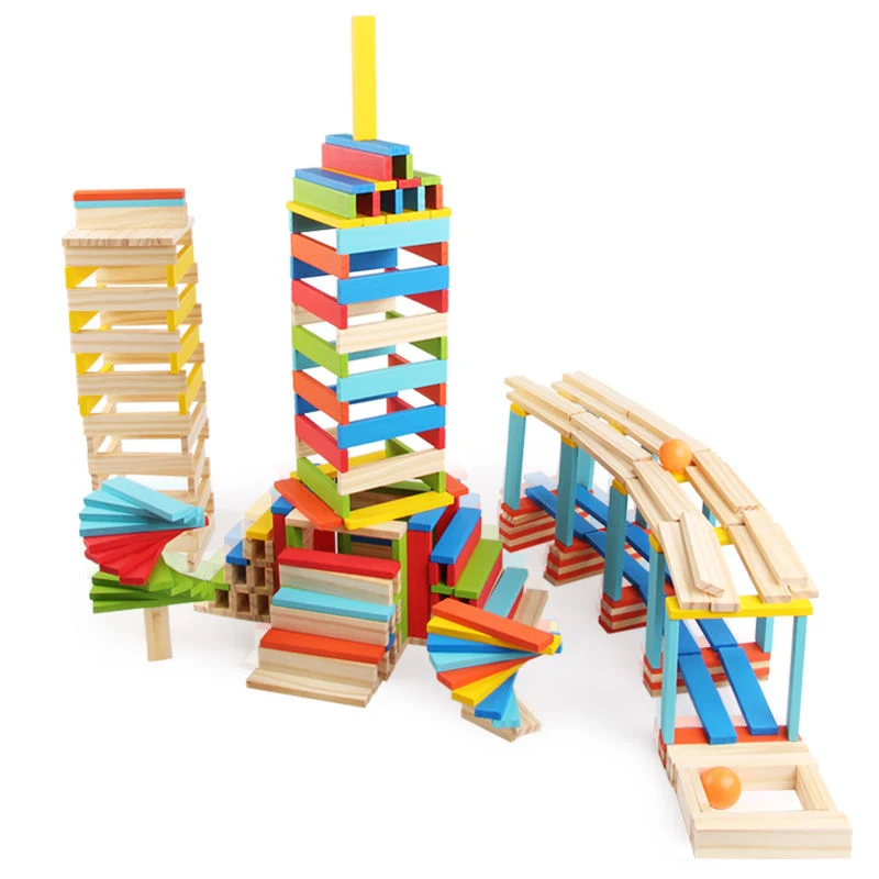 200pcs DIY Educational Toy 3D Construyendo Palas de madera niños Multicolor Bloques de construcción