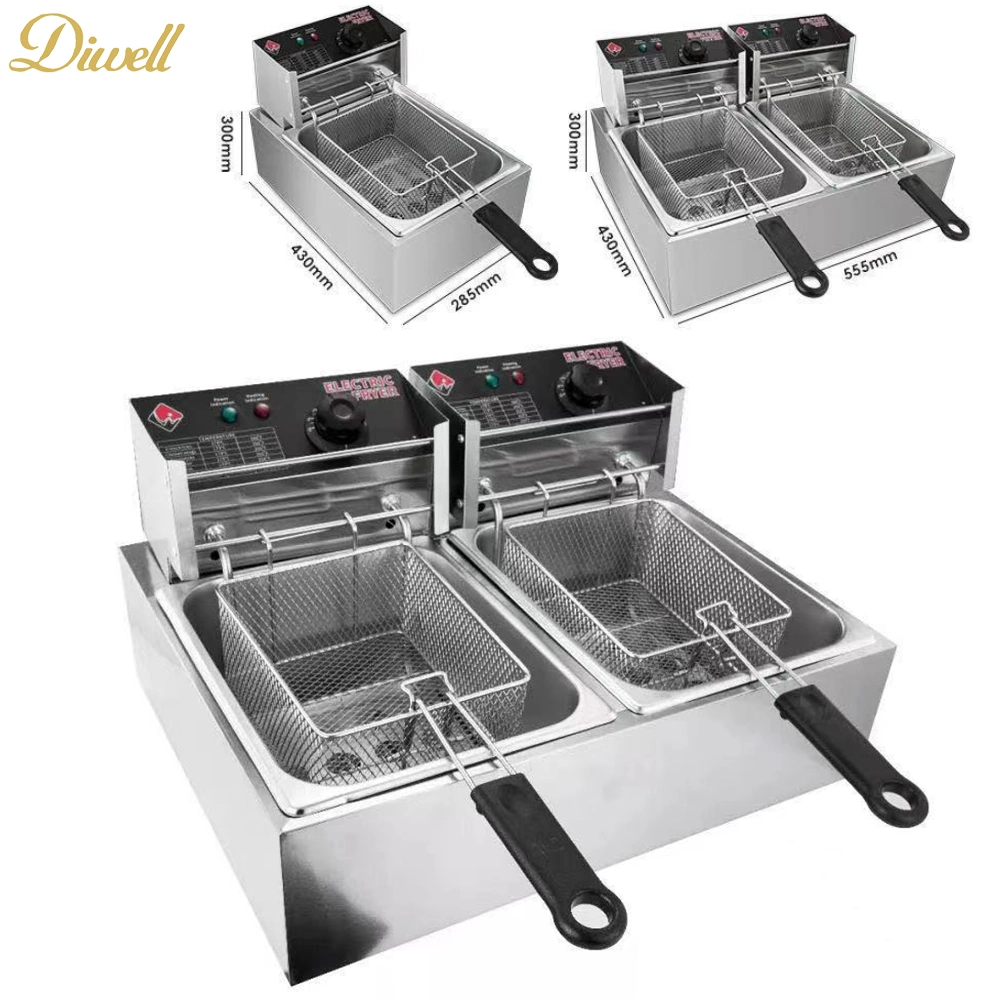 Catering Equipment Dual Tank Potato Chip Fryer Electrical Deep Fryer with Drain