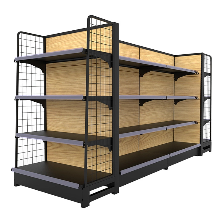 Fashion Design Supermarket Wood and Steel Display Rack