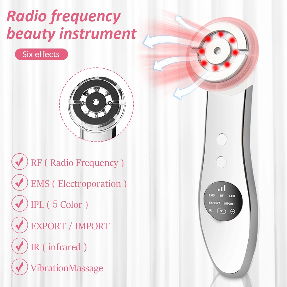 6 en 1 dispositivo de belleza multifunción uso doméstico EMS RF Ir Photoon Facial Cuidado de la piel Belleza máquina de ajuste de la piel