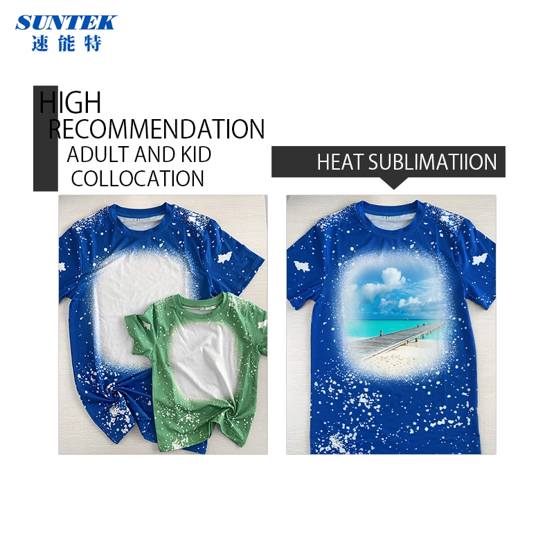 Hot Sale New Christmas Bleached Faux Bleach Sublimation Shirt Custom Cheapest T Shirt Printing Faux Bleached Shirts