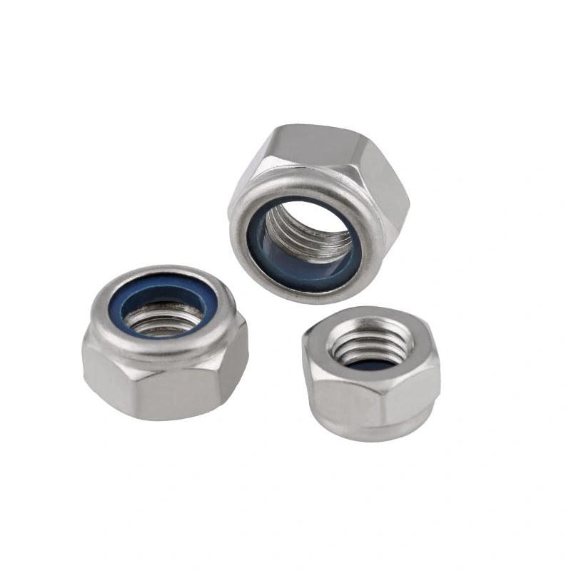 304 Stainless Steel Hex Nylon Insert Lock Nut Fine Pitch Self-Locking Nylock Nut Locknut M8 M10 M12 M14