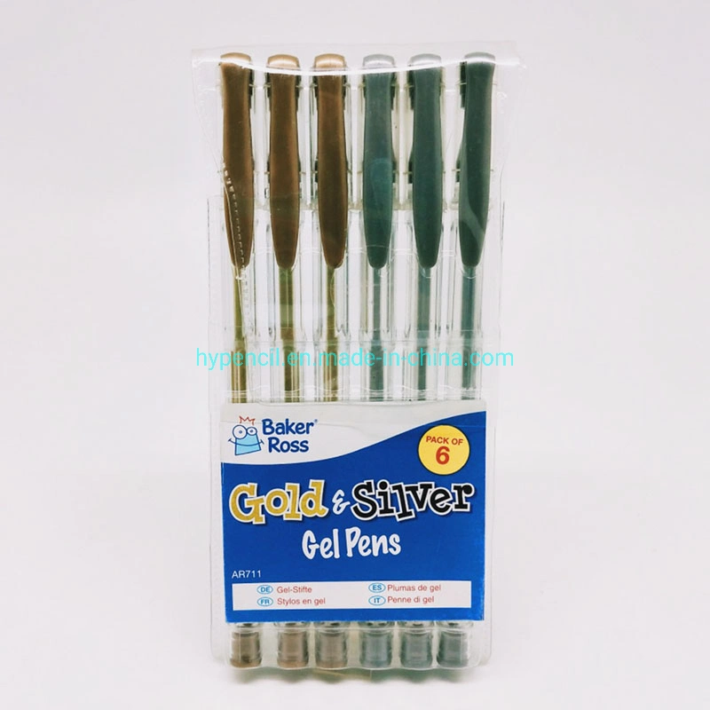 6PCS Gold Silver Gel Ink Pen