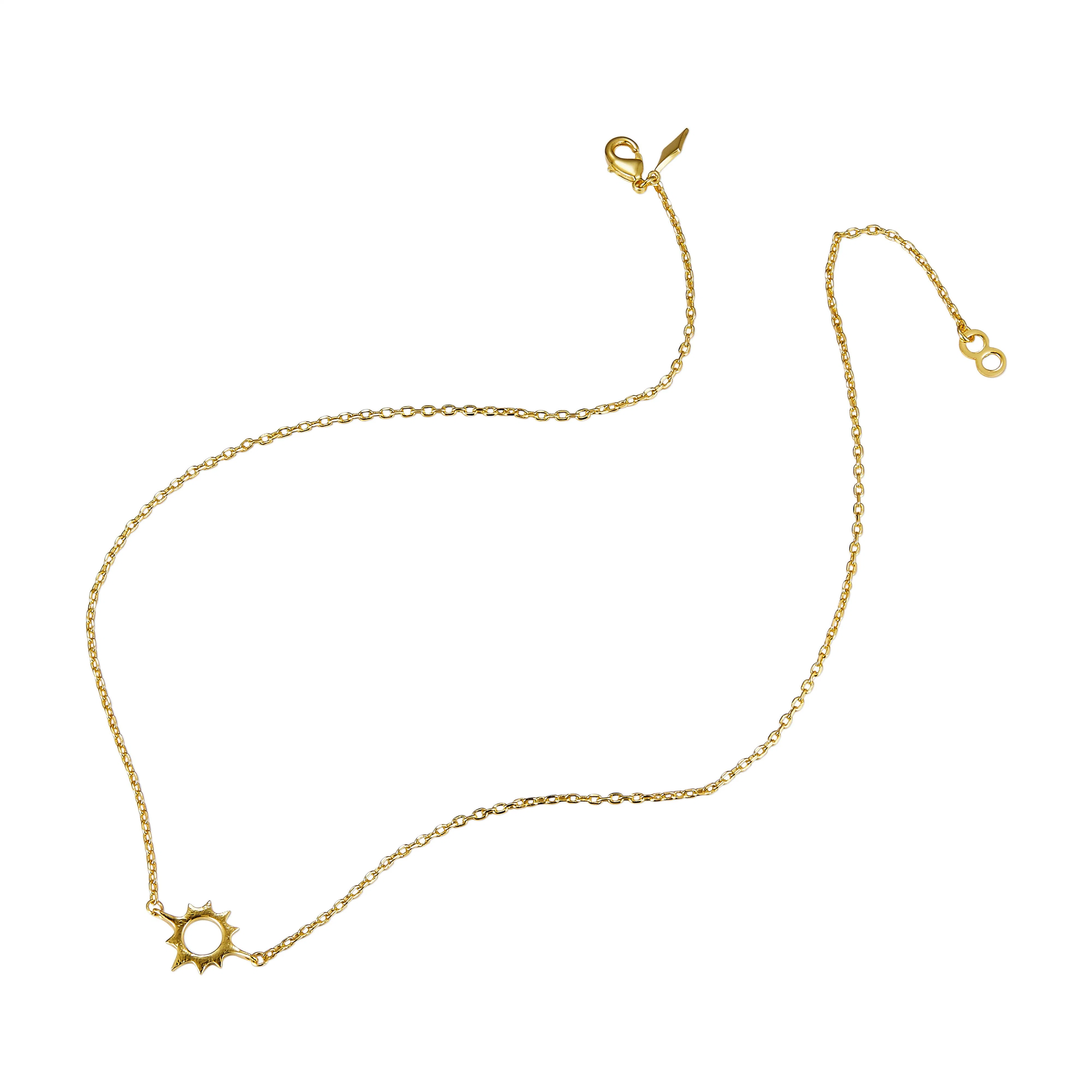 Fashion Jewelry Sun Halo 18K Gold Plating Choker Chain Necklace Dainty Tiny Brass Jewelry Women Gifts