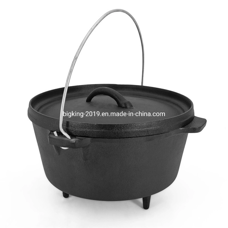 Thickened Cast Iron Pot Outdoor Camping Dutch Sling Pot Barbecue Soup Pot