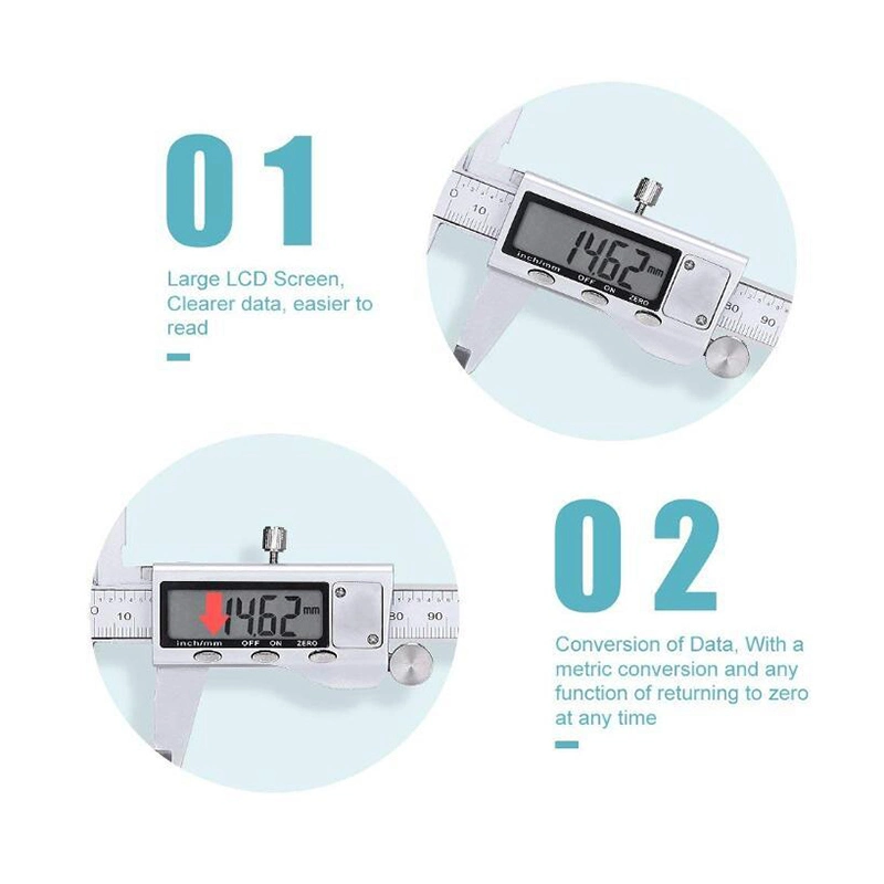 Electronic Digital Vernier Caliper -Rosimo Stainless Steel Caliper 150mm/0-6 Inch Measuring Tools with Extra-Large LCD Screen