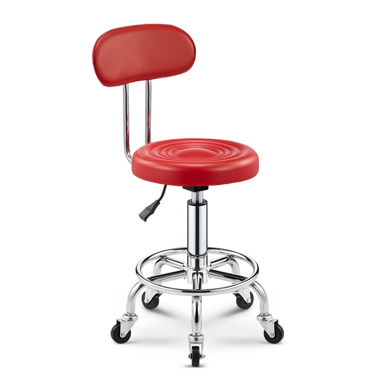 Lab Furniture Low Price Simple Laboratory Chair Training Chair Iron Wheel Leather Chair