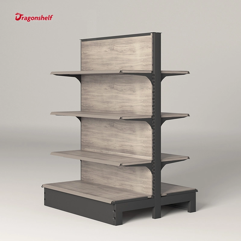 Shelves Supermarket Store Fruits and Vegetable Display Super Market Wood Grain Shelf