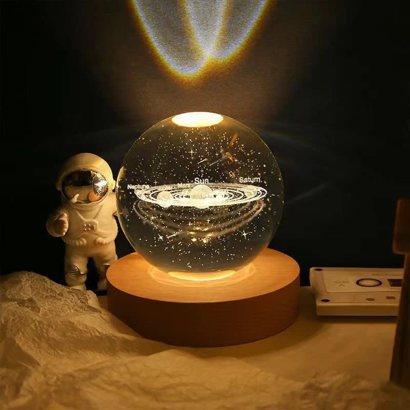 3D Axolotl Crystal Ball Night Light,2.4 Inch Glass Ball Night Lamp with Woodern Base,16 Colors,Remote Control, Decorations Gifts for Men,Women,Kids,Boys,Girls