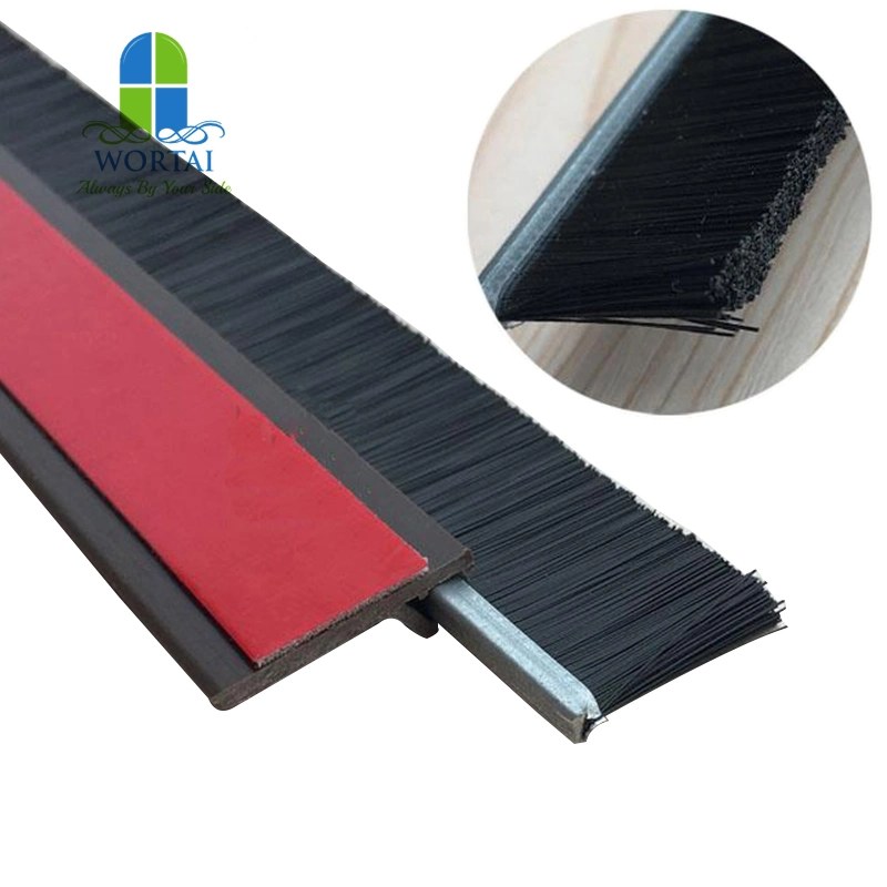 Self Adhesive Under Door Bottom Seal PVC with PP Brush Strip Draught Excluder Sweep