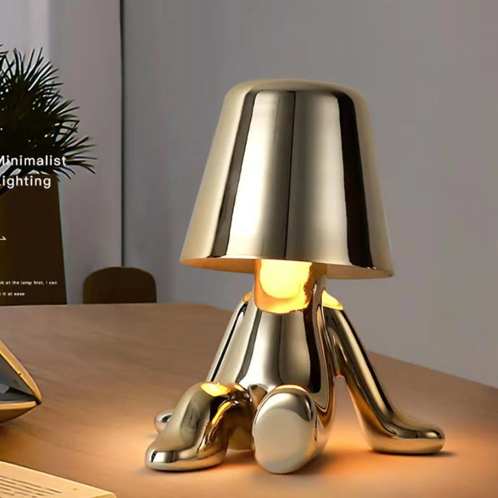 USB Rechargeable Touch Control Golden Man LED Dining Table Lamp