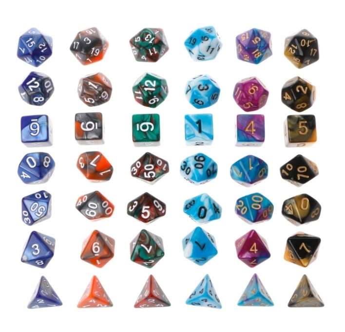 Two Color Multi-Sided Digital Dice Table Game Dice Set of Seven Dice