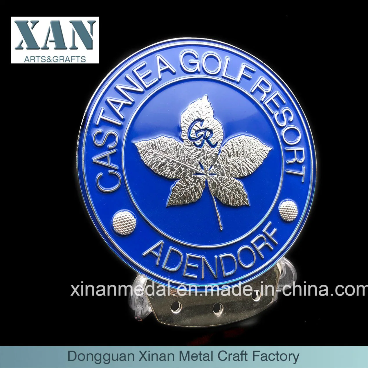 3D Shiny Silver Metal blue Enamel Souvenir Plate Produced by The Factory