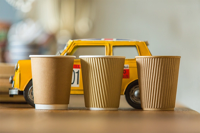 Disposable and Portable Eco-Friendly Ripple Wall Paper Cup for Tea Coffee