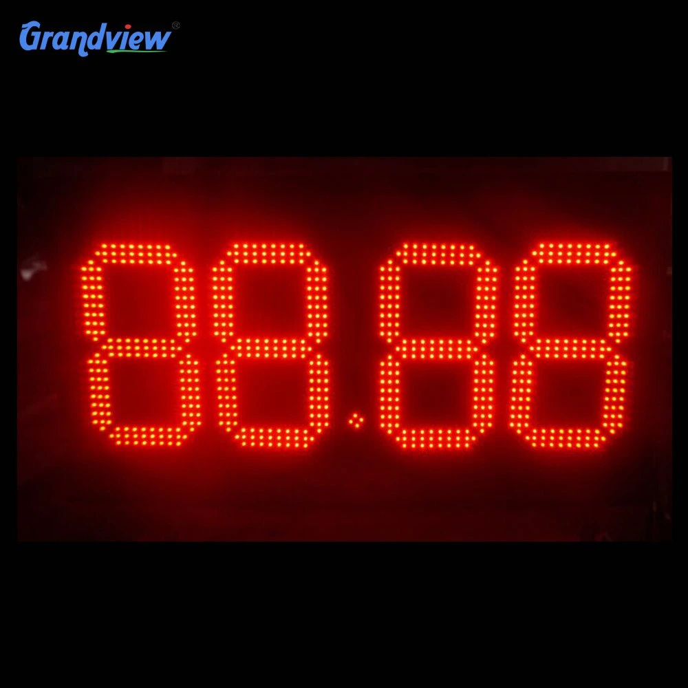 2020 Grandview Red 12 Inch LED Price Sign Petrol Gas Station Screen