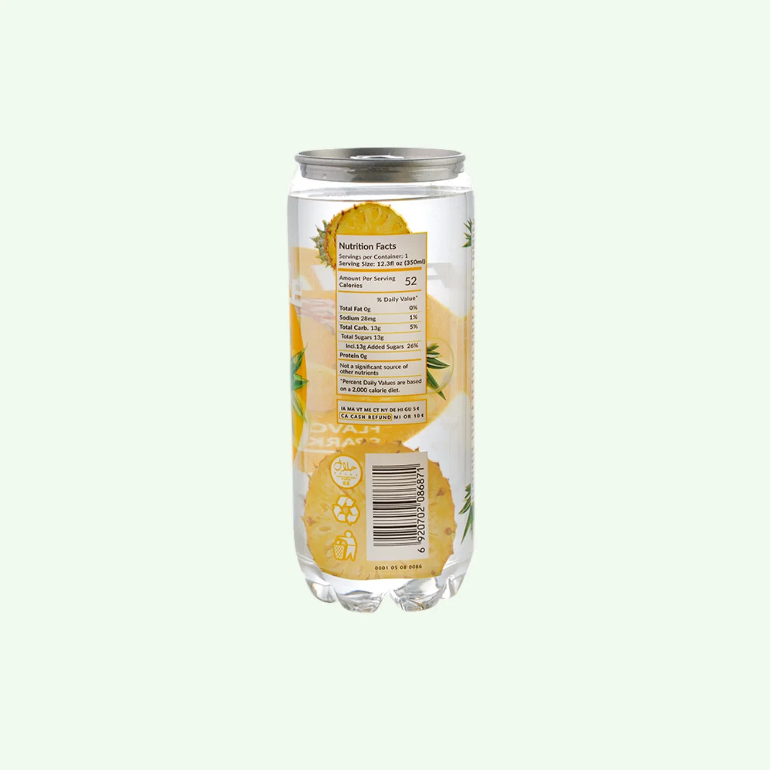 Hot sale boisson gazeuse 350 ml eau pétillante saveur fruit ananas