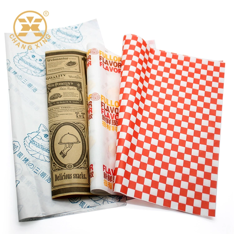 Food Grade Waxed Paper Customize Logo Greaseproof PE Wax Burger Wrap Paper