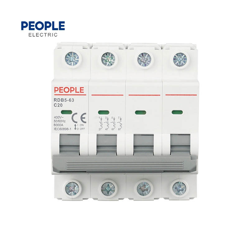 People Rdb5-63 C20 4p Premium High quality/High cost performance  Overvoltag/Undervoltage AC/DC Protector Miniature/Mini Circuit Breaker C65 2p/3p/4p