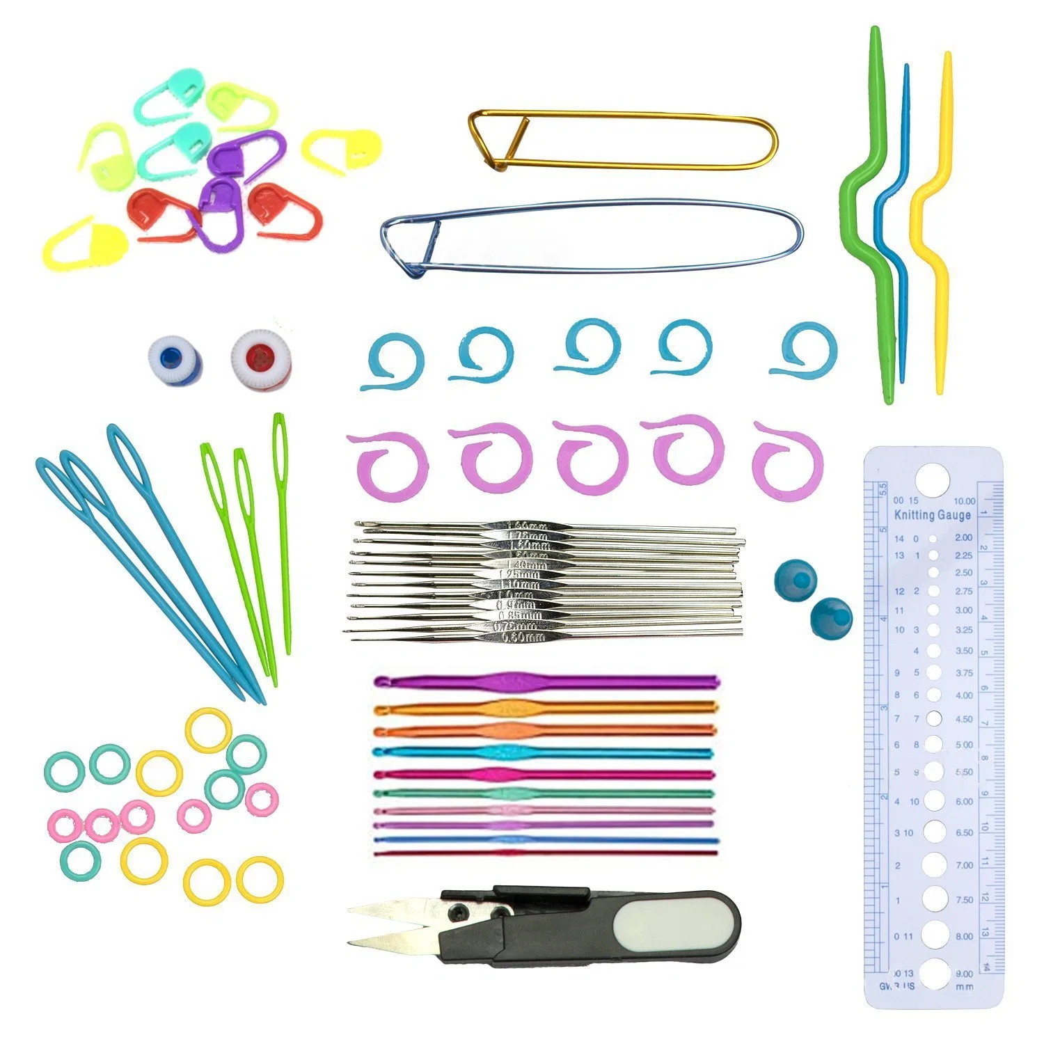 100PCS DIY Aluminum Crochet Kit Tools Crochet Hook Set