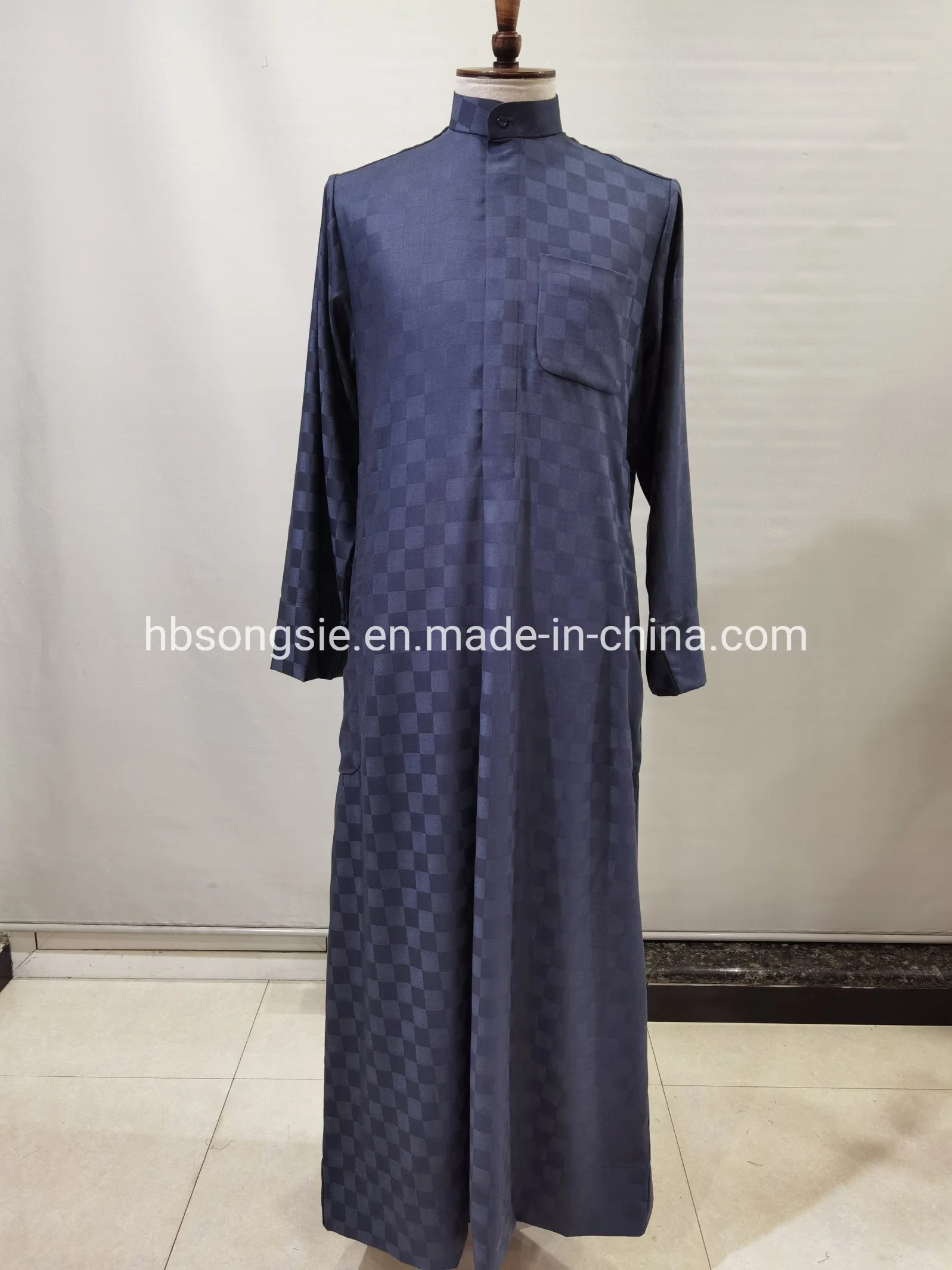 Stand Collar Muslim Dress for Men Dubai Abaya for Adult