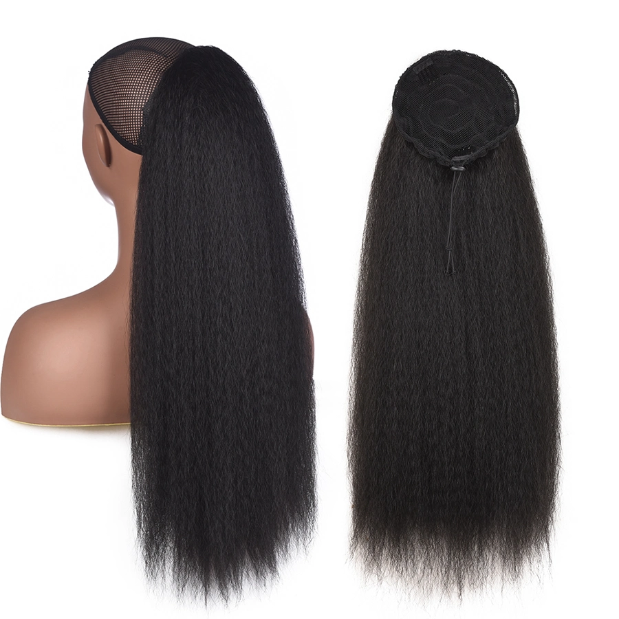 22'' Long Synthetic Hair Bun Yaki Kinky Straight Ponytail Extension