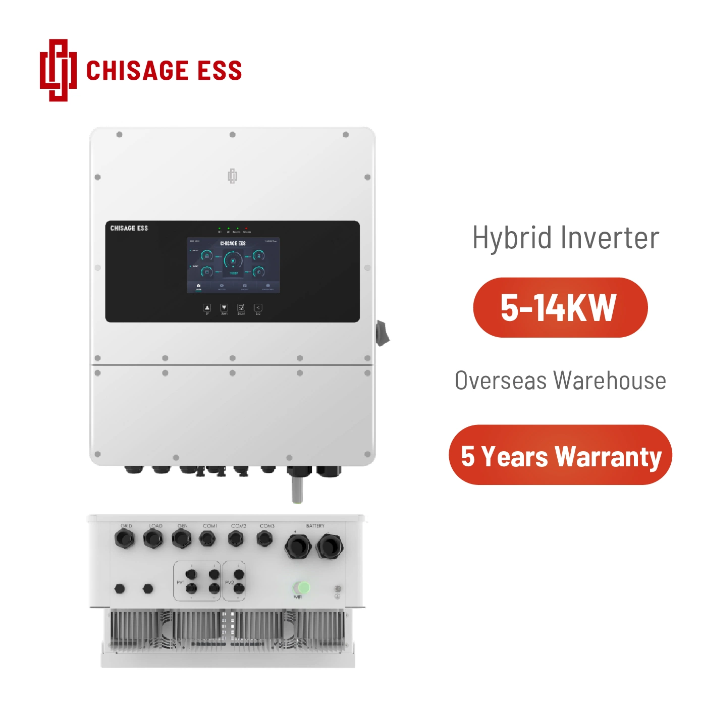 5kW 8kW 12kw Alta frecuencia de red ligada DC AC Solar Inversor híbrido de potencia para el sistema de almacenamiento solar en casa