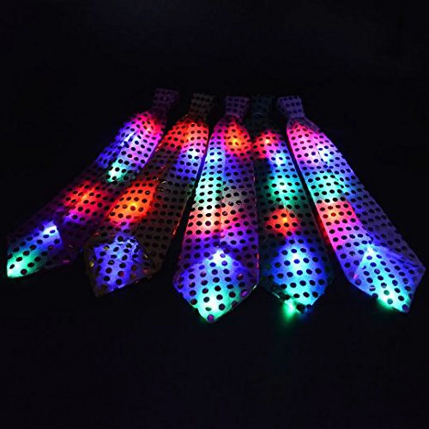 Flashing LED Neck Tie - Novelty Sequins Light up Tie