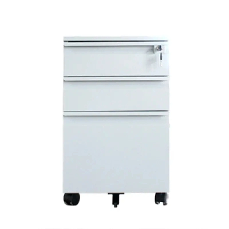 Modern Steel Filing Storage with Wheel Movebale Metal File Cabinet with 3 Drawers for Office Use