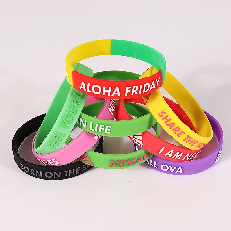 Promotional Rubber Bracelet Debossed Highly Personalized Silicon Wristband Custom Print Logo Glow in Dark Silicone Bracelet