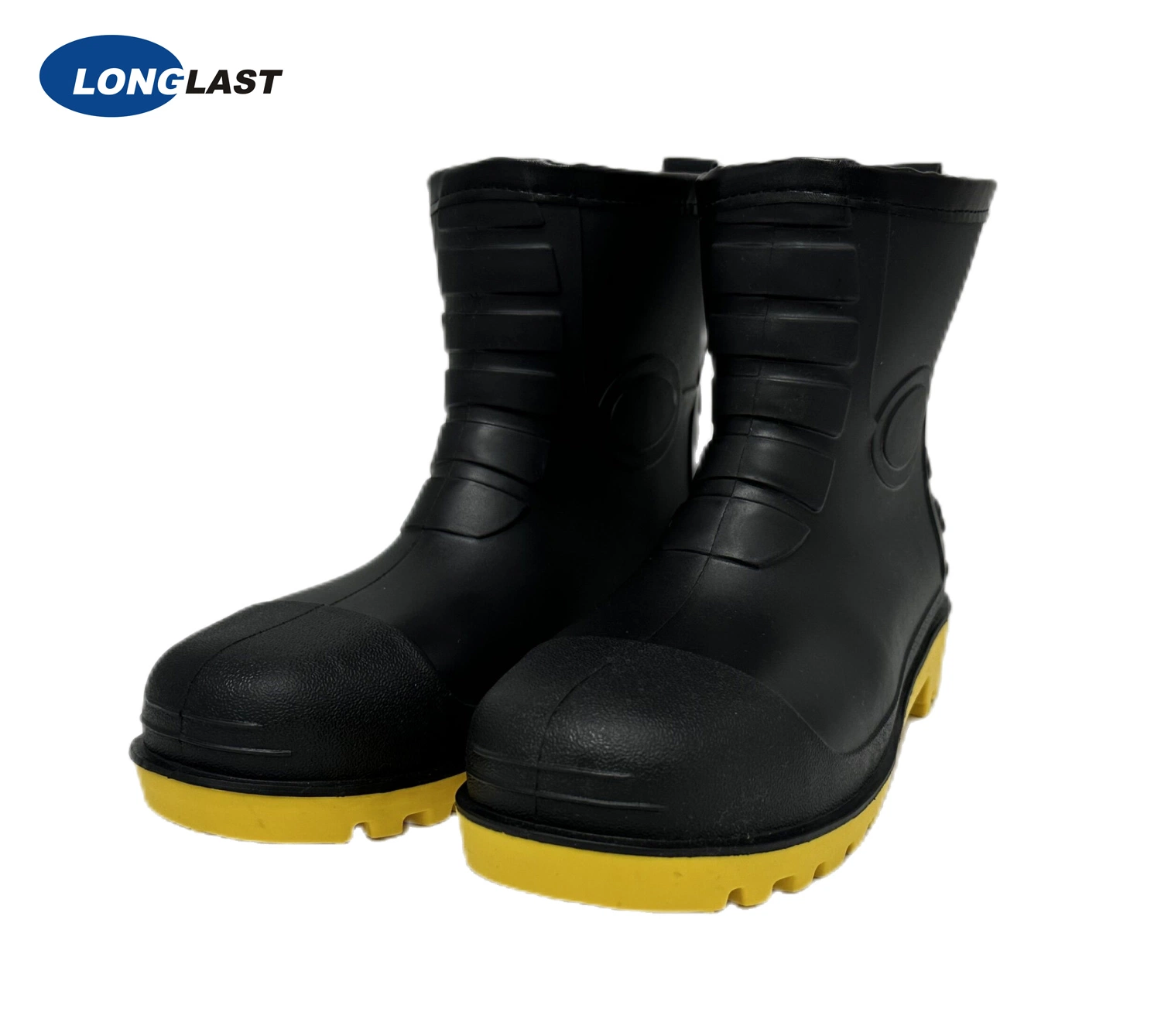 Short Bootleg with Steel Toe Cap and Midsoles Slip Resistan Durable Comfortable PVC Work Safety Boots