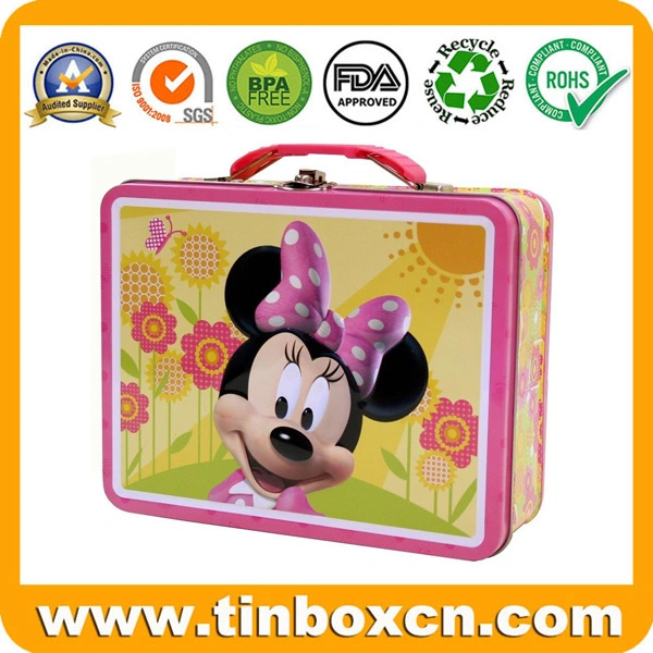 Customize Sandwich Shape Metal Tinplate Lunch Box with Handle