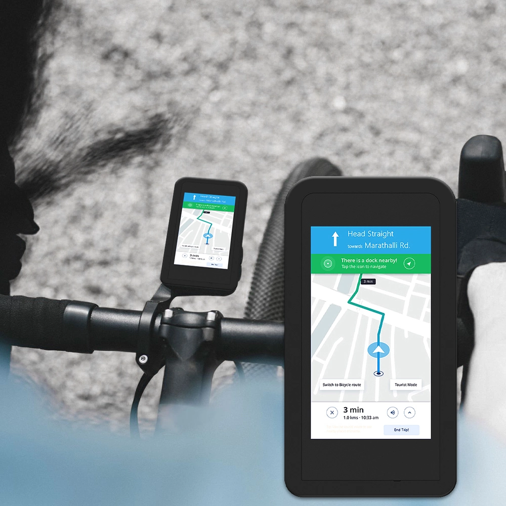 E Bike Navigation داخلي شاشة عرض LCD مقاس 5 بوصات نظام تحديد المواقع العالمي (GPS) أداة تعقب الدراجة التحكم الصوتي في الصوت Alexa Android E Bike Display
