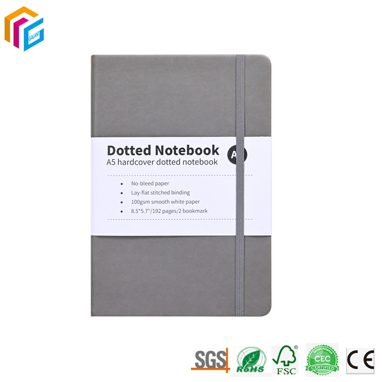 Custom Printing 100g 120g Wood Free Paper Inner Pages Notebook with Elastic Band Hardcover PU Cover Journal