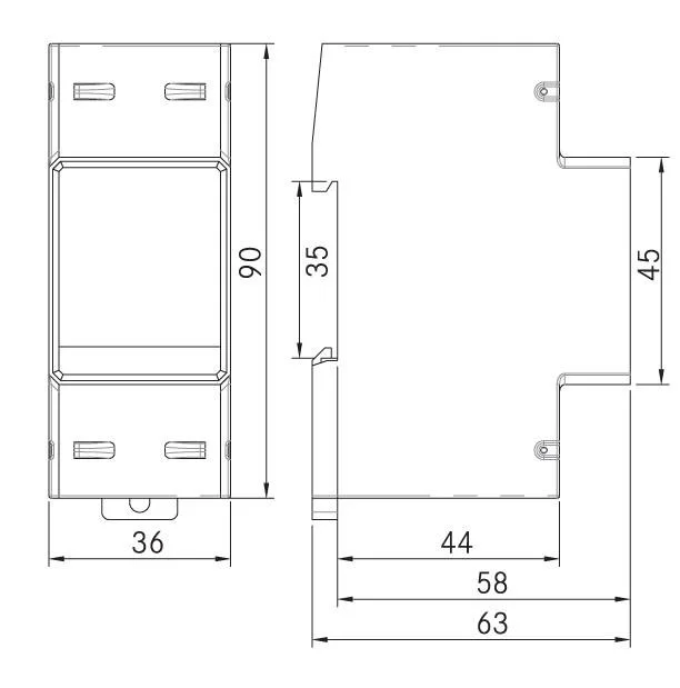 MID DIN-Rail Montado 1P2W entrada directa EV cargador medidor de energía