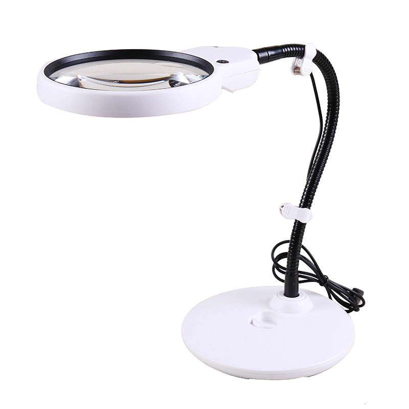 130mm Big Lens USB Cable Table Magnifier LED Light Desktop Magnifying Glass