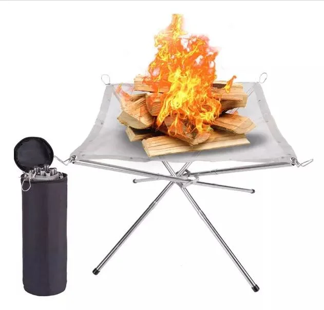 Portable Outdoor Folding Stainless Steel Mesh Fire Pit