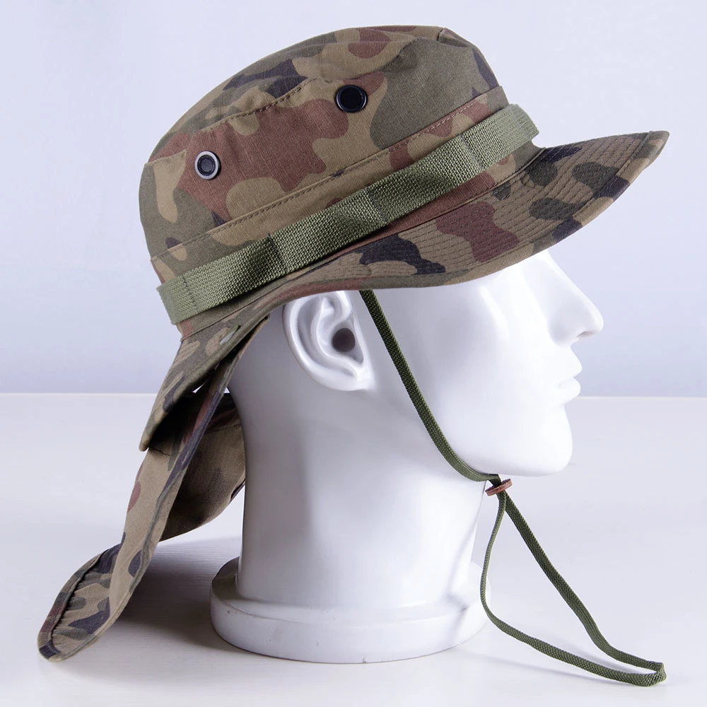 Amplio Stock de los hombres la protección solar exterior de la tapa de la caza táctico Senderismo Camuflaje Bonnie Hat