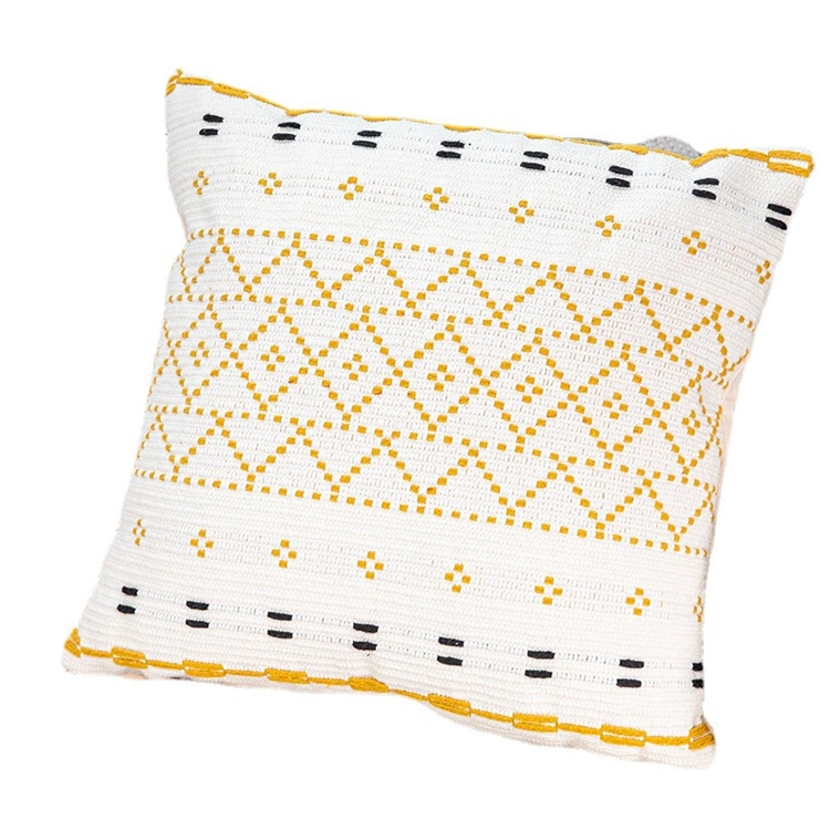 Simple Household Cotton Thread Woven Tufts Geometric Tassel Sofa Pillow Cushion Pillowcase