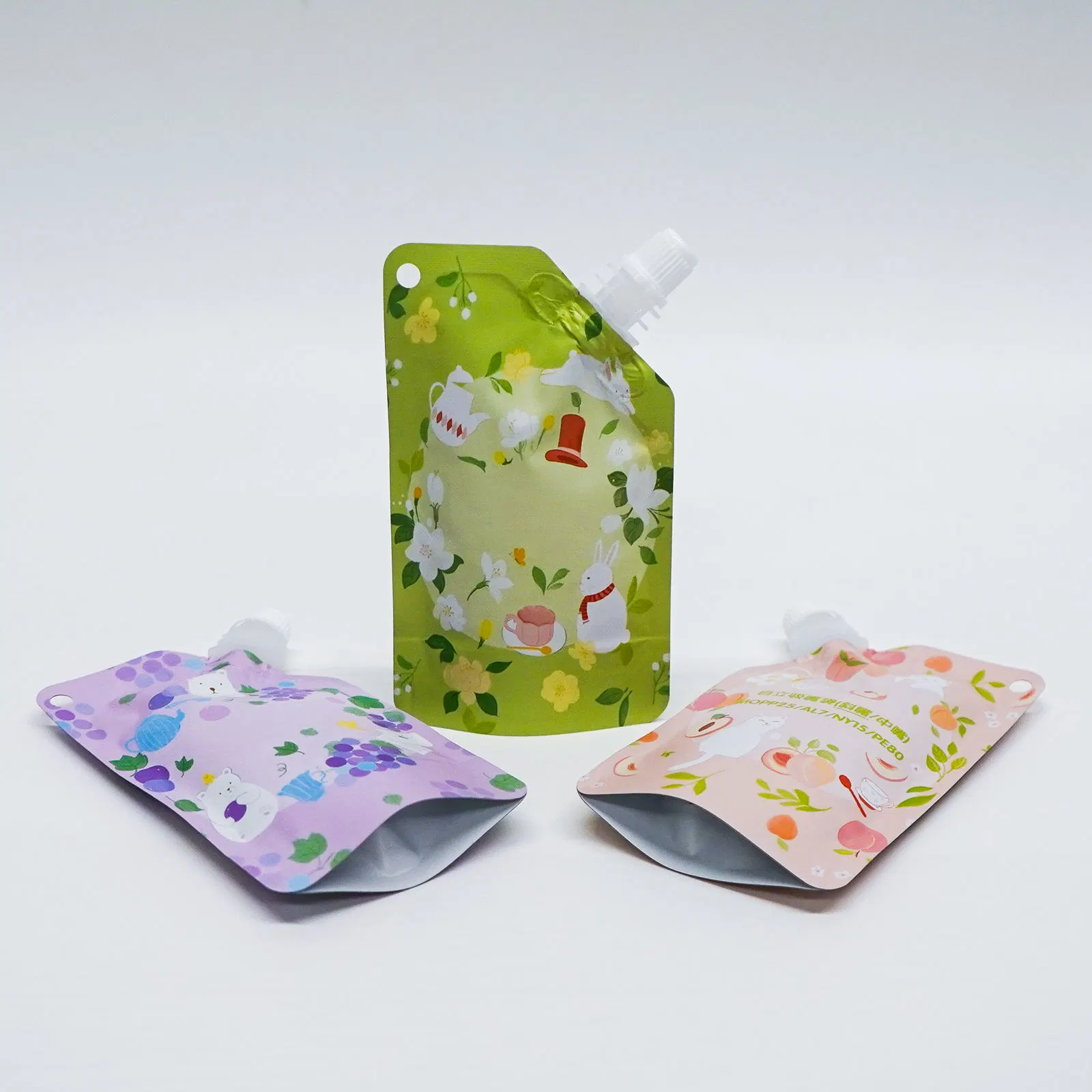 Custom Printing Degradable Liquid Packaging Refill Squeeze Baby Food Juice Spout Pouch Stand up Drink Paper Pouch with Spout Eco Friendly Green Safety