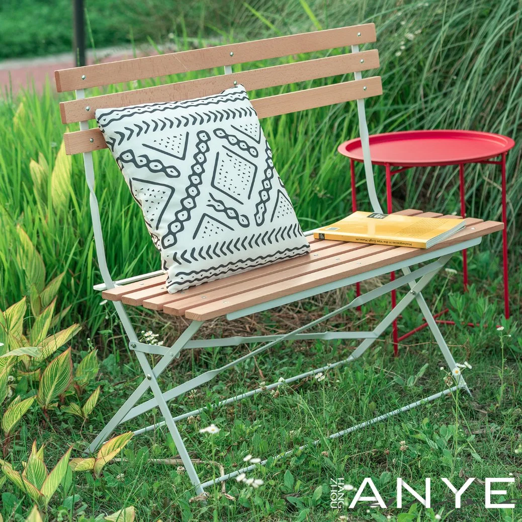 Outdoor Garden Chair Weather Resistant Metal Wooden Folding Bench Wooden Furniture