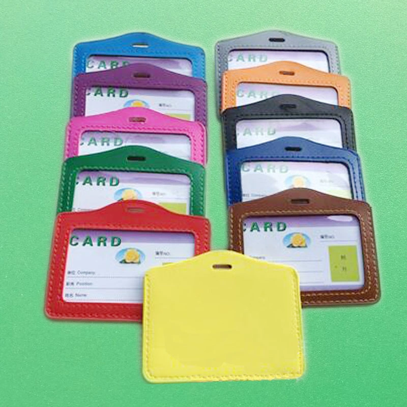 Horizonal PU ID Badge Card Pocket Holder