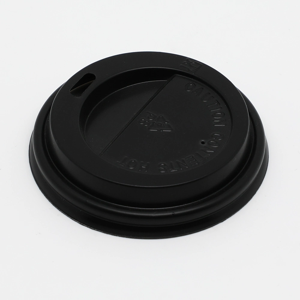 Custom Logo Printed PP PS Disposable Black Plastic Lids for Coffee Cups