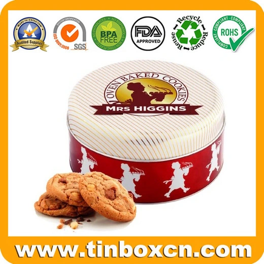 Custom Metal Box Round Biscuit Can Cookies Tin for Food Packaging