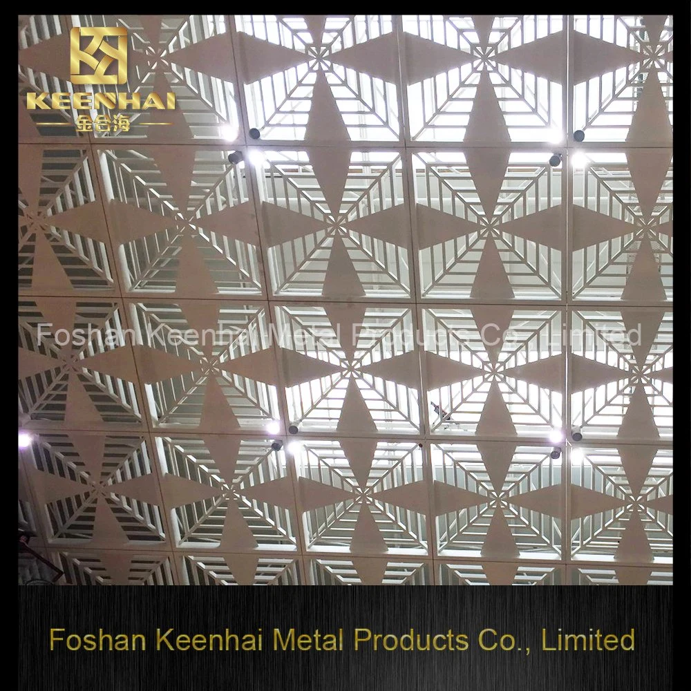 Hollow out Flower Pattern Decorative Square Suspended Aluminium Ceiling Metal Decorative Suspended Ceiling (KH-MC-06)